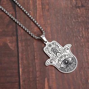Accessoire spirituel festif du Ramadan, œil maléfique du Ramadan et motif islamique, bijoux en acier inoxydable, collier main de Hamsa du Ramadan - Product Image 3