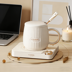 แก้วน้ำอัจฉริยะพร้อมระบบทำความร้อนสำหรับนม กาแฟ และชา ชุดแก้วเซรามิก ของขวัญ แก้วกาแฟอุ่นร้อน แก้วอุ่นร้อนสำหรับสำนักงานและบ้าน - Product Image 1