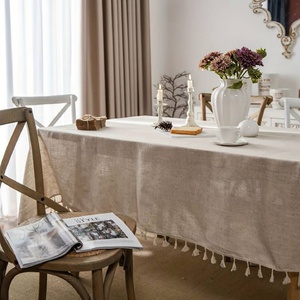 Pure <b>Linen</b> Farmhouse Tablecloth with Tassel for Wedding Home <b>Table</b> <b>Linen</b> Cotton 100% French Luxury Flax for Hotel Handmade Woven - Product Image 4