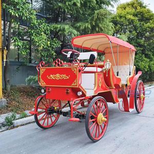 รถม้าชมวิวยุโรปสีแดงขาวแบบวินเทจ ปี 2025 รถม้าหรูหราแบบราชวงศ์ รถม้าไฟฟ้าแบบราชวงศ์ - Product Image 3