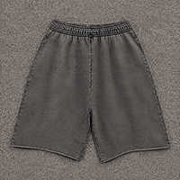 Shorts unisexes vintage noirs de haute qualité, 420g, effet délavé à l'acide, impression personnalisée du logo