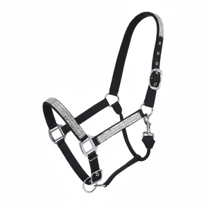 Licol de cheval en nylon réglable avec collier confortable chargé en cristal licol d'entraînement durable vente en gros en vrac cheval Tack - Product Image 1