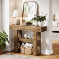 Console d'entrée moderne en MDF pour salon avec 2 niveaux et étagères de rangement ouvertes