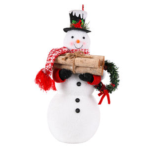 Sculpture géante de bonhomme de neige bordeaux avec logo personnalisé, jouet en peluche rétro pour table de Noël - Product Image 3