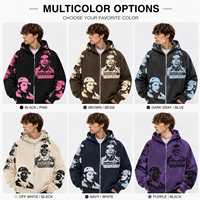 Sweat-shirt à capuche zippé pour homme, style streetwear hip-hop, imprimé graphique, en coton épais, coupe ample, impression personnalisée, vêtement décontracté