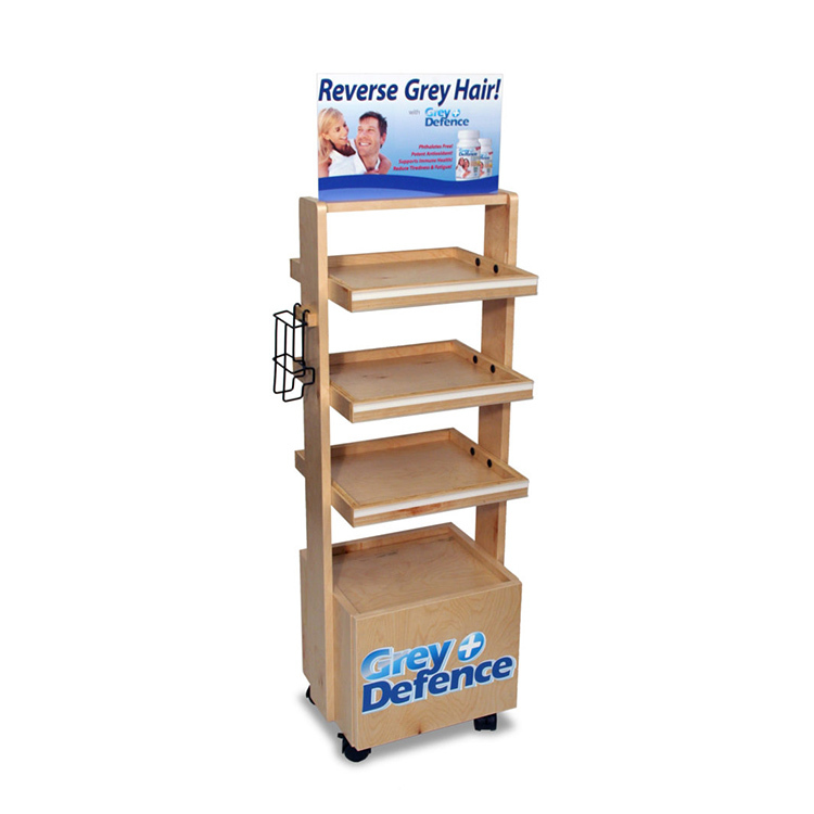 Customized Pinewood Shop Display Unit Candy Stand with Levelers for Candy Stores Supermarket Shelves — view 1