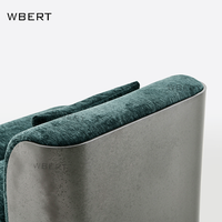WBERT Canapé simple VIP italien moderne-Velours vert mousse associé à un fauteuil de salon de luxe en acier inoxydable