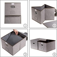 Caja organizadora de archivos plegable, de lino decorativo, archivador colgante, Carpetas con tapas, gabinete de oficina, carta