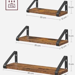 <b>Wall</b> <b>Mounted</b> <b>Shelf</b> Wooden Rack 30 35 40 Cm Vintage Style Heavy Duty Storage Organizer For Home Kitchen Bathroom - Product Image 1