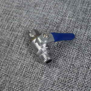 Robinet à bille en métal fileté de 1/2 pouce pour connecteur de purificateur d'eau avec poignée bleue - Product Image 1