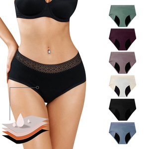 Venta al por mayor <span class=keywords><strong>de</strong></span> algodón orgánico encaje Calzon Menstrual mujeres ropa interior período bragas <span class=keywords><strong>Culotte</strong></span> Menstruelle Lavable Menstruación - Product Image 1