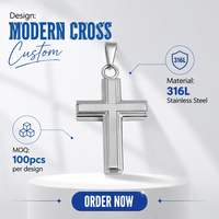 Collier avec pendentif croix en acier inoxydable 316L pour homme, résistant au ternissement, imperméable, bijoux chrétiens, cadeaux en forme de croix