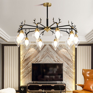 Lustre LED moderne de luxe en cuivre et verre, design bois de cerf, pour salon, salle à manger, hôtel, <span class=keywords><strong>café</strong></span>, décoration de plafond, luminaire domestique - Product Image 2