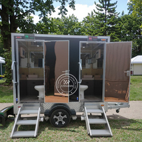 Remorque de toilettes et de douches mobiles de luxe à 2 postes, modèle VIP, pour extérieur