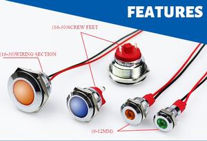 مصباح مؤشر LED مقاوم للماء IP67 6 من 8 من الفولاذ المقاوم للصدأ 12 فولت وv باللون الأحمر/الأصفر/الأزرق/الأخضر/الأبيض - Product Image 5