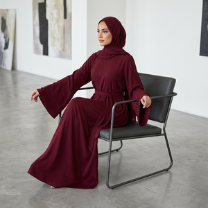 Robes marocaines de style simple, très demandées, Kaftan Turquie, Abayas du Golfe de couleur unie, Robe longue islamique pour femmes, Robe saoudienne musulmane - Product Image 4