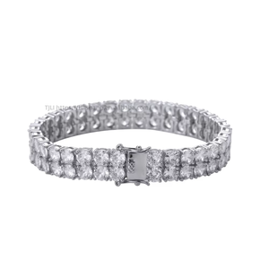 10mm Double Row Tennis <b>Bracelet</b> Double Row <b>Copper</b> Zirconia Hip Hop <b>Bracelet</b> Tanjing Fashion Lijing Necklace - Product Image 4