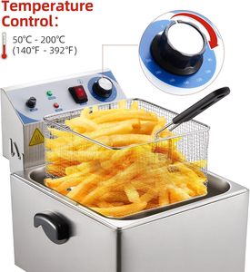 6L Stainless Steel Deep Fryer Removable Basket 2500W Adjustable <b>Thermostat</b> <b>Control</b> Timer for Household Use Electric Fryer - Product Image 3