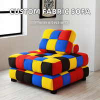 Canapé modulaire coloré 1 place 100*100*70cm en tissu peluche doux, canapé combinable pour salon, chambre à coucher, chambre d'enfant, pour s'asseoir et se reposer