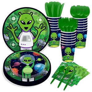 XL183 Green Magic Aliens Party Hanging Ceiling Decoration PVC Swirls for Kids Party Supplies