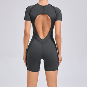 Venta al por mayor logotipo personalizado Yoga mono mujer gimnasio Fitness Body mujer V espalda entrenamiento ropa traje correr chándal ropa deportiva - Product Image 3