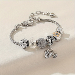 Panjia-Bracelet en cuivre vintage, perles croisées, couronne perlée, goutte d'huile, serrure de coeur, <span class=keywords><strong>diamant</strong></span> collant - Product Image 3