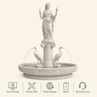 Fontaine en marbre sculptée à la main Lishi, statue de la déesse Penelope, couronne de laurier, fontaine d'eau tressée, heron pour villa, jardin, parc