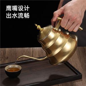 Vintage Stainless Steel Teapot Distressed Gold Finish With Lid Heat Resistant For Tea <b>Coffee</b> Soup Boiling Water Kettle - Product Image 3
