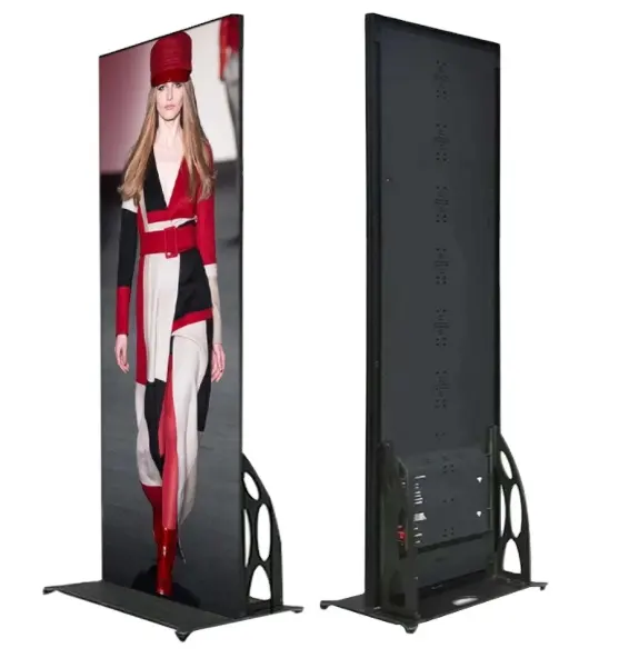 P1.86, P2, P2.5 P3 Gob Flooring Standing LED Poster 4G WiFi USB Movable Mirror Poster LED Display Screen 640*1920mm