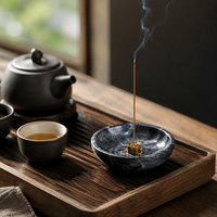 Support en marbre pour Palo Santo et bol à sauge avec brûleur à bâtonnets d'encens en laiton pour le yoga, la méditation et l'aromathérapie à domicile