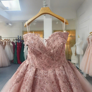 Vestido de Fiesta de Gala con Apliques de Cuentas y Cristales, Estilo Princesa, con Cola de Capilla, para Chicas de 15 Años, Color Rosa Glaromous ANY48 - Product Image 4