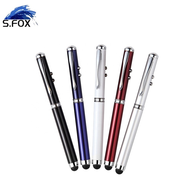 4 in 1 Pen with LED Torch Light Red Laser Pointer Screen Touch Head and Ball Pen