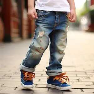 Pantalon en jean droit et Slim pour garçon, pantalon en Denim pour enfant en bas âge