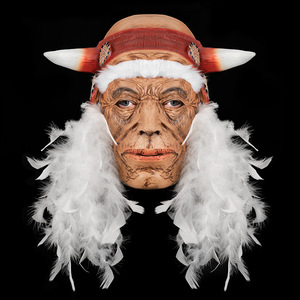 Masque de cosplay de chef indien pour Halloween, en latex souple avec plumes, masque intégral pour costume de carnaval, fête de cosplay pour adulte - Product Image 2