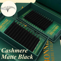 Extensions de cils Abonnie Premium coréennes en PBT noir mat effet vison, les meilleures extensions de cils en velours sur plateaux