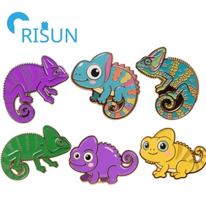 Dễ thương pastel bò sát thằn lằn chân kim loại Tropic động vật Iguana Pin Trâm tùy chỉnh cầu vồng óng ánh tắc kè hoa men Pin huy hiệu - Product Image 1