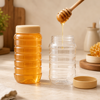 Tarro de plástico transparente al por mayor con diseño acanalado, apto para uso alimentario, contenedor de almacenamiento para cocina, tarros para mantequilla de cacahuete y tarros para chile.