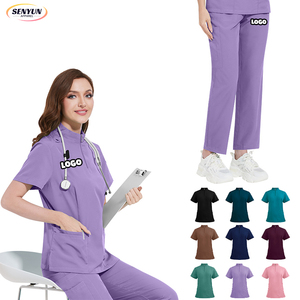 Set Scrub Spandex Rayon kualitas tinggi seragam wanita Logo kustom Scrub medis perawatan wanita set seragam Scrub ukuran Plus