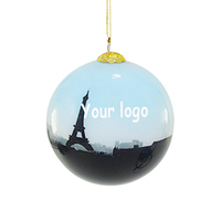 Boule de Noël en verre peinte à la main personnalisée, impression de logo, décoration d'arbre, OEM CGA BO-0140, style romantique, personnalisable