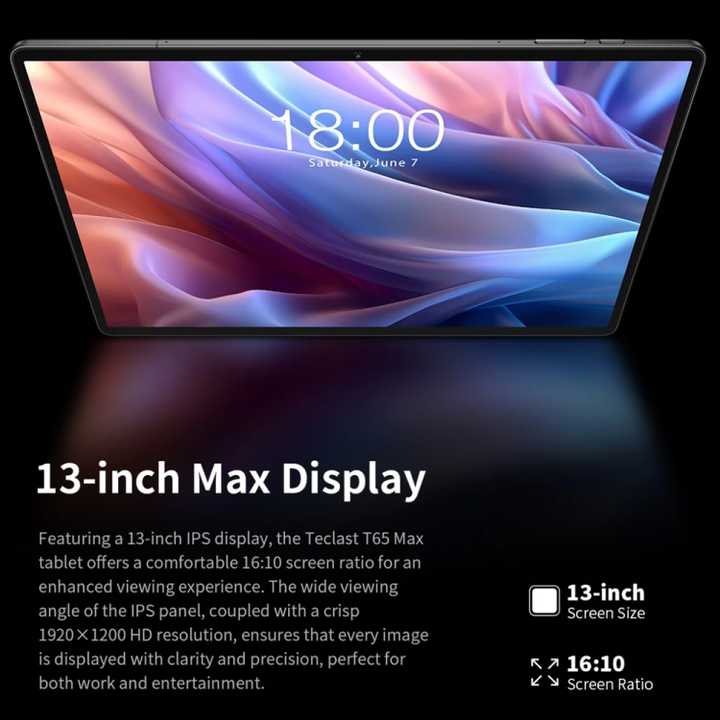Teclast T65 Max Tablet PC 13 Inch 8GB+256GB Android 14 MediaTek 