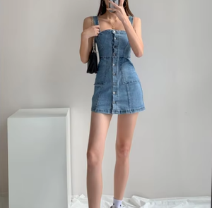 Venta caliente Slim Fit Vintage Mujeres Sexy Corsé Cintura <span class=keywords><strong>Vestido</strong></span> de mezclilla <span class=keywords><strong>Vestido</strong></span> sin tirantes - Product Image 2