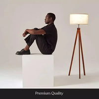 Lampe sur pied en bois de style rétro avec abat-jour en tissu LED, intensité réglable, E27, pour salon, chambre à coucher, décoration de la maison