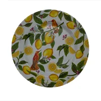 Tropikal limon kuş baskılı tek kullanımlık yuvarlak tabak melamin tabak yemeği