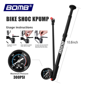 Bomba de Bicicleta Portátil BOMB con Manómetro y Botón de Liberación de Aire, 300 PSI, Bomba de Aire para Suspensión Delantera y Trasera - Product Image 6