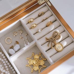 กล่องเครื่องประดับไม้สีเชอร์<span class=keywords><strong>รี่</strong></span>ขายร้อนกล่องเครื่องประดับสร้อยคอต่างหูจี้เครื่องประดับกล่องเก็บเครื่องประดับที่มีฝาปิดแก้วกล่องเครื่องประดับนาฬิกา - Product Image 5