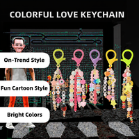 Gantungan Kunci Carabiner Akrilik Warna Permen Kartun Lucu Modis Tahan Air untuk Wanita, Pelangi, Tanah Liat Polimer, Bintang, Mata Setan, Tersenyum