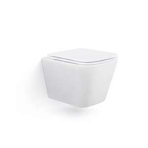 Ensemble WC mural moderne, ensemble complet pour salle de bain, design minimaliste carré blanc flottant de luxe - Product Image 1