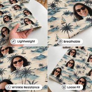 Custom <b>Dog</b> Face Matching Hawaiian Shirt For <b>Men</b> Women Summer Vacation Gift Personalized Pet Photo Design Short Sleeve Red - Product Image 6