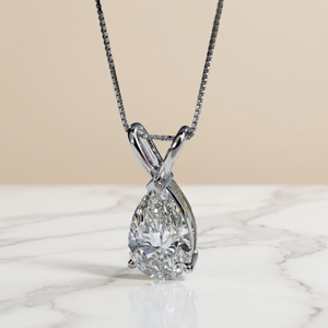 Pendentif en or massif 10k 14k 18k certifié IGI, diamant de laboratoire taille poire, couleur D, clarté VS, bijoux classiques pour femmes - Product Image 1