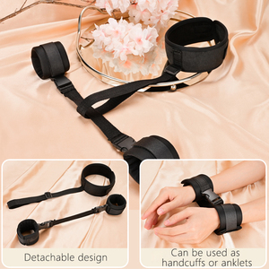 Offre Spéciale jouets sexuels pour adultes en cuir SM Bondage retenue esclave <span class=keywords><strong>bande</strong></span> reliure menottes revers cou et bandeau érotique - Product Image 4